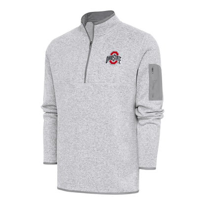 Ohio State Buckeyes Fortune 1/4 Zip Heather Gray Pullover Jacket - Front View