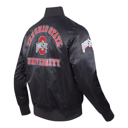Ohio State Buckeyes Prostandard Classic Satin Jacket In Black - Back Side View