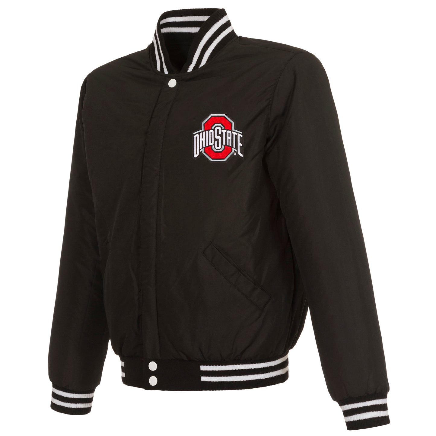 Ohio State Buckeyes Reversible Varsity Jacket - Front View reverse