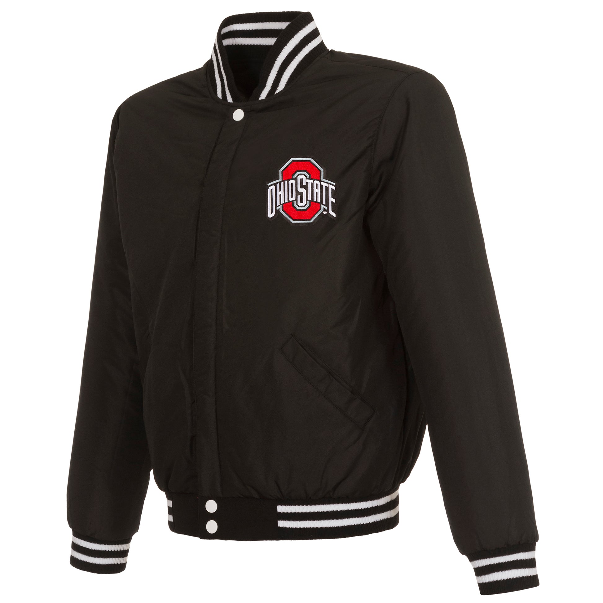 Ohio State Buckeyes Reversible Varsity Jacket - Front View reverse