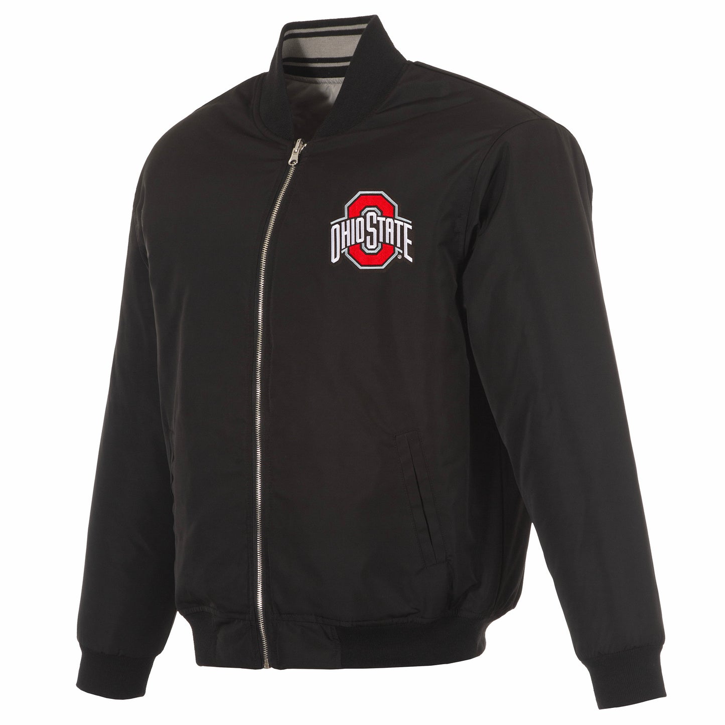 Ohio State Buckeyes Reversible Bomber Jacket - Front Black