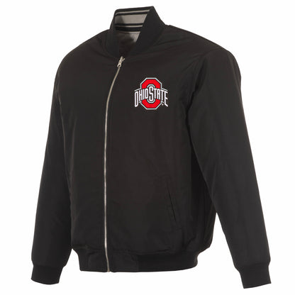 Ohio State Buckeyes Reversible Bomber Jacket - Front Black