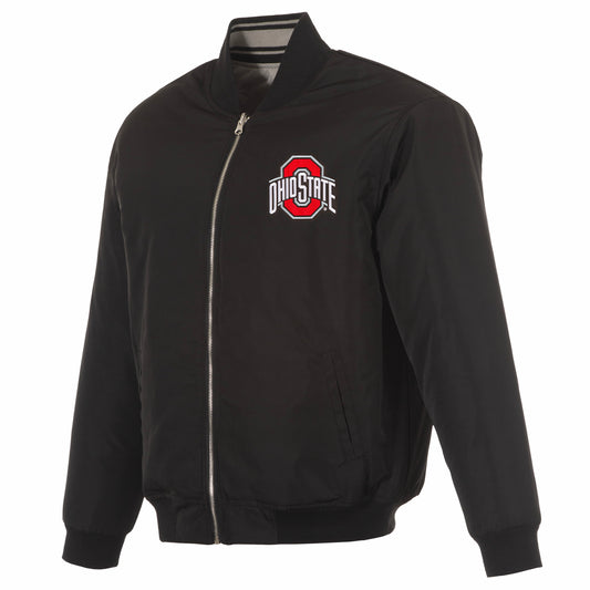 Ohio State Buckeyes Reversible Bomber Jacket - Front Black