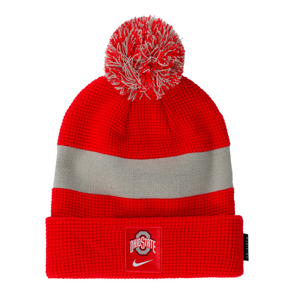 Ohio State Buckeyes Nike Sideline Beanie Pom Knit Hat - In Scarlet - Front View