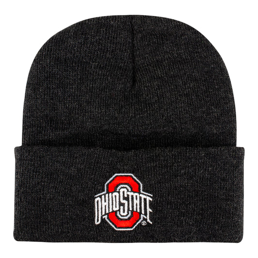 Ohio State Buckeyes Basic Cuff Knit Hat In Gray - Front View