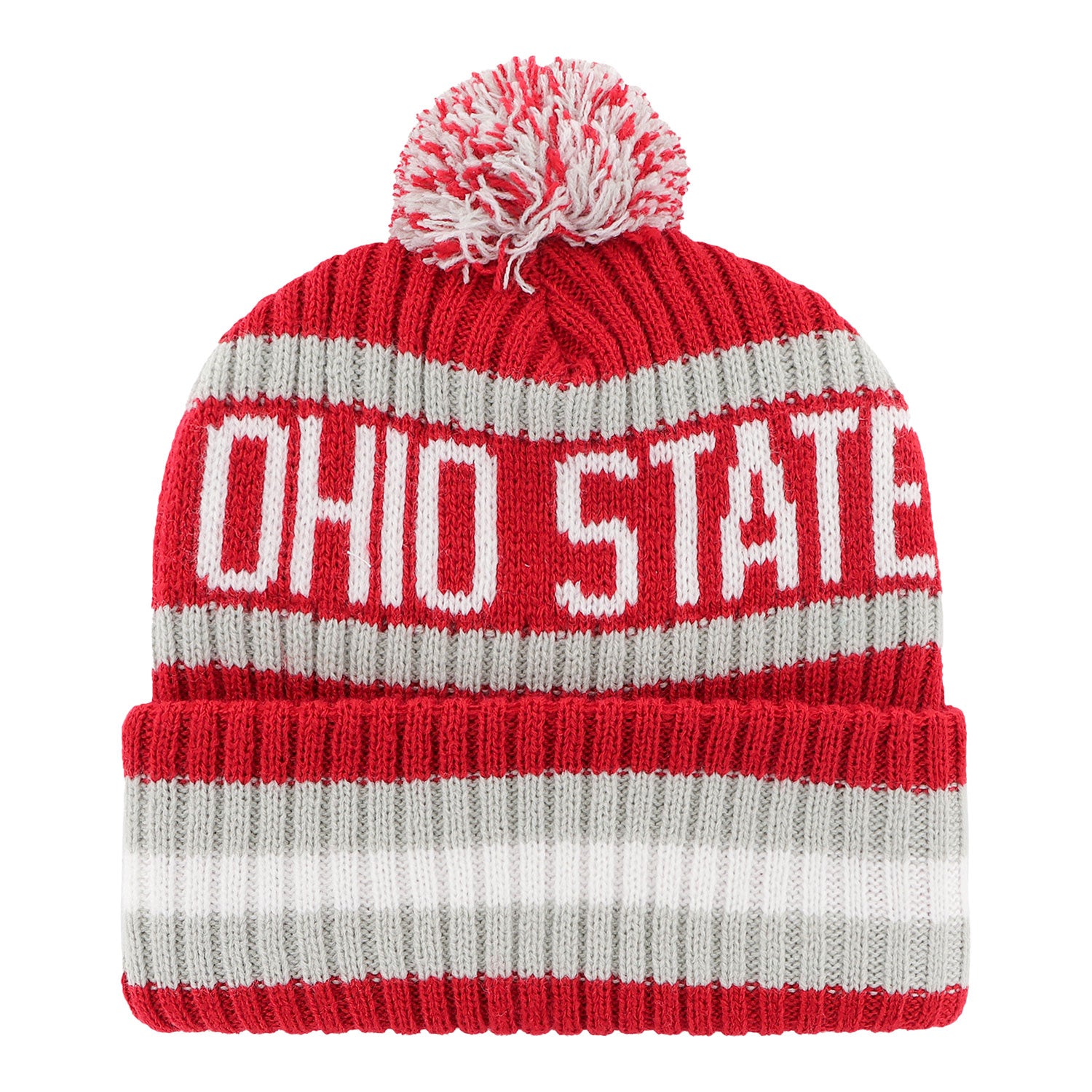 Ohio State Buckeyes Bering Stripe Scarlet Knit Hat - In Scarlet - Back View