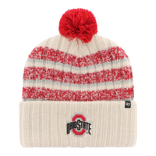 Ohio State Buckeyes Tavern Cream Knit Hat - In Cream - Front View