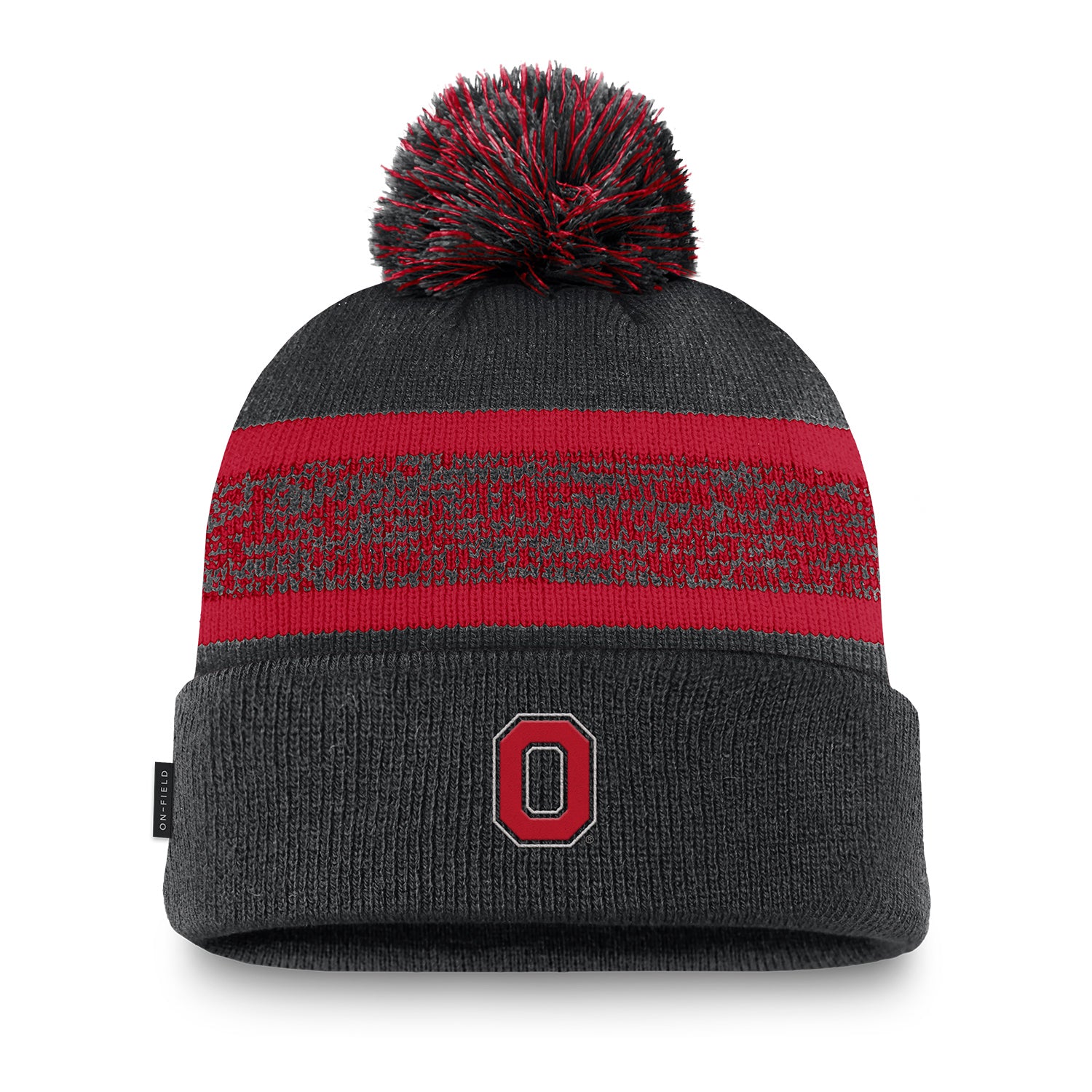 Ohio State Buckeyes Sideline Cuff Pom Knit Hat - Front View