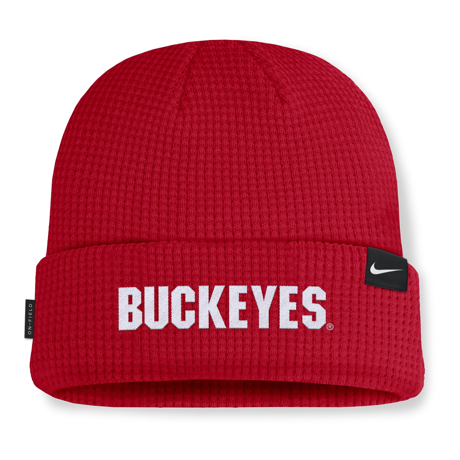 Ohio State Buckeyes Waffle Scarlet Knit Hat - Back View