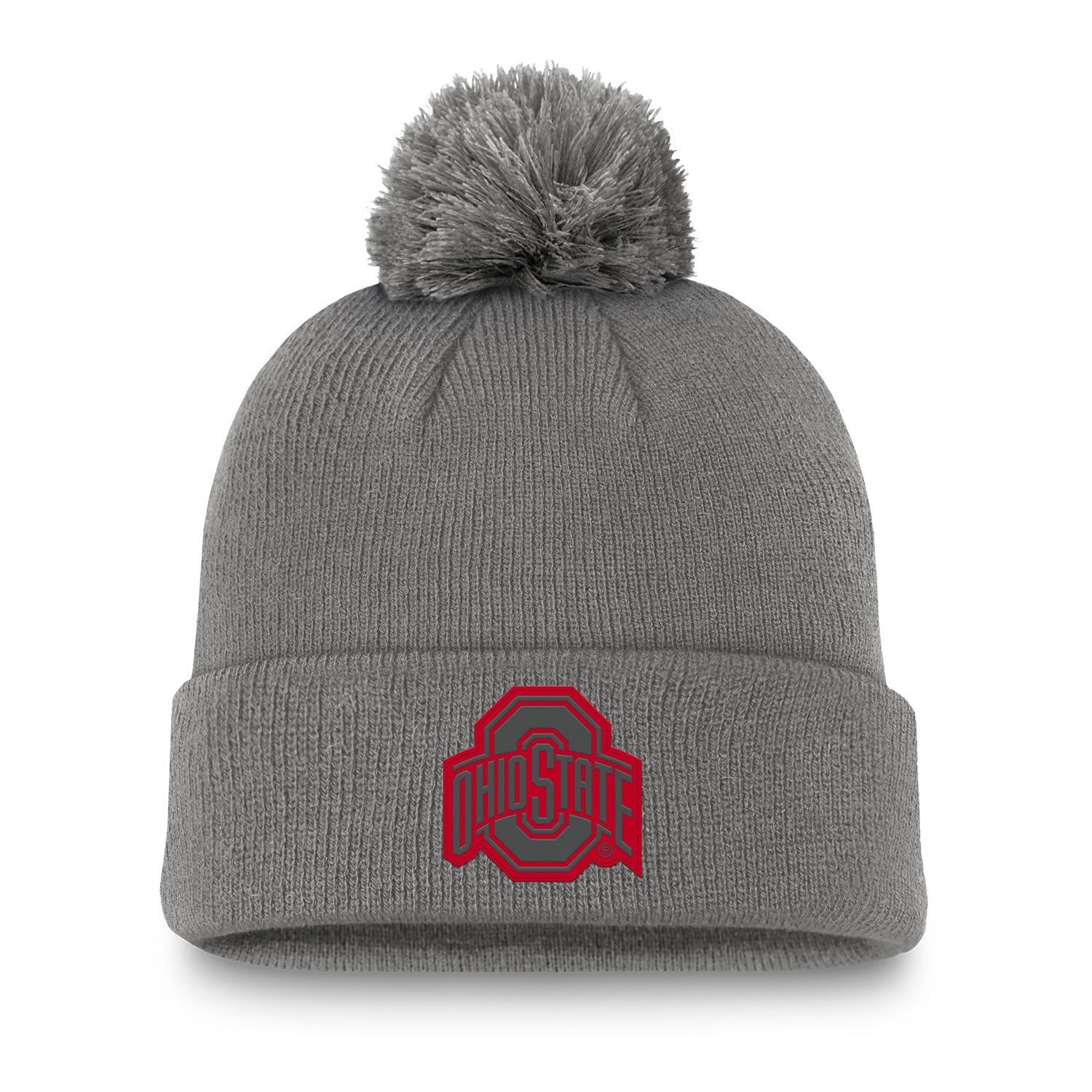 Ohio State Buckeyes Peak Cuff Pom Knit Hat - Front View