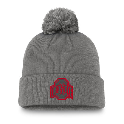 Ohio State Buckeyes Peak Cuff Pom Knit Hat - Front View