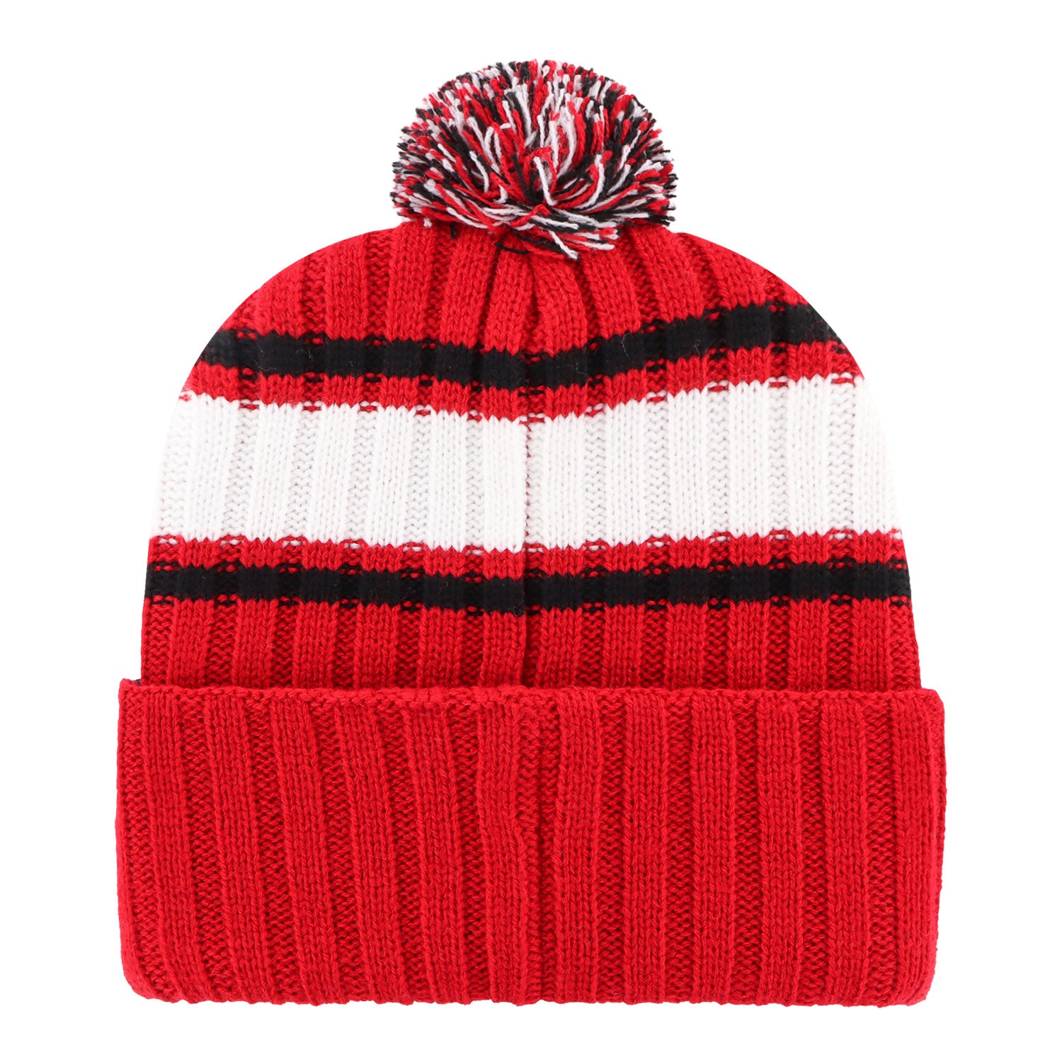 Ohio State Buckeyes Pleateau Stripe Cuff Pom Knit Hat - Back View