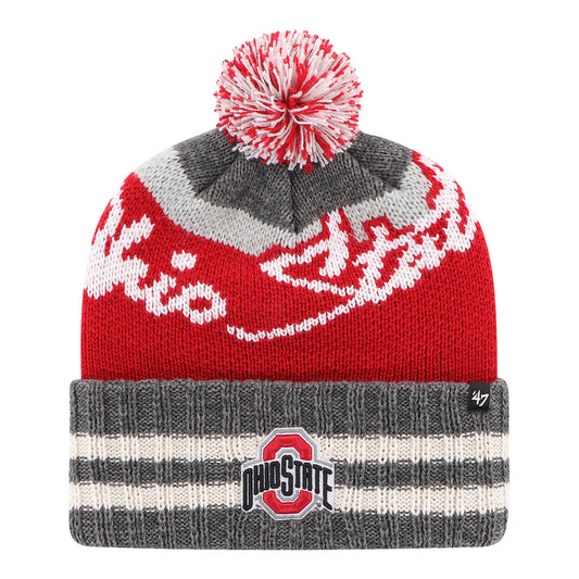 Ohio State Buckeyes Hyperbolic Cuff Pom Knit Hat - Front View