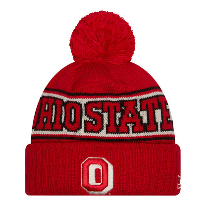 Ohio State Buckeyes Retro Vault Block O Cuff Pom Knit Hat - Front View