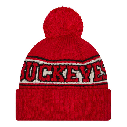 Ohio State Buckeyes Retro Vault Block O Cuff Pom Knit Hat - Back View