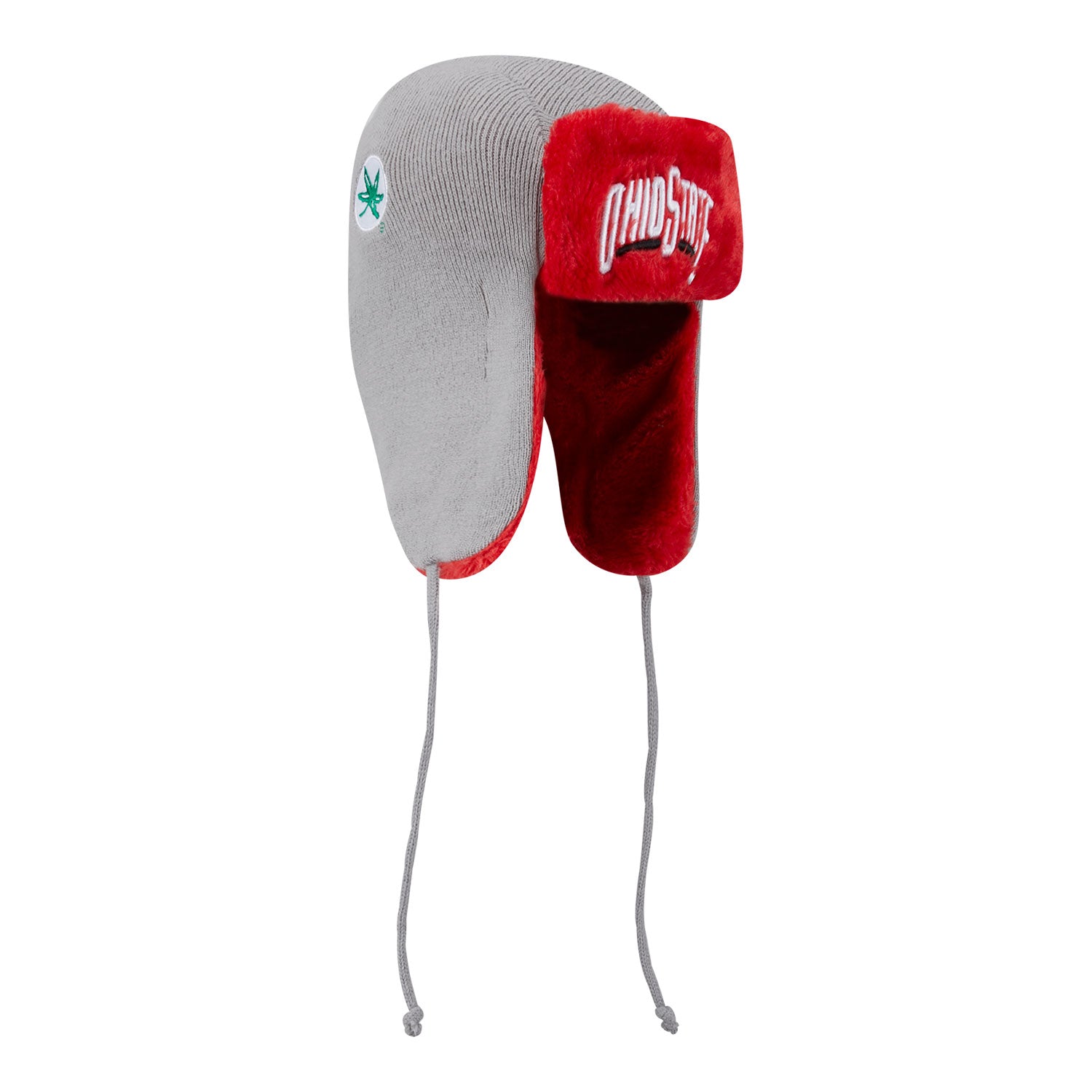 Ohio State Buckeyes Trapper Wordmark Knit Hat - Right Angled View