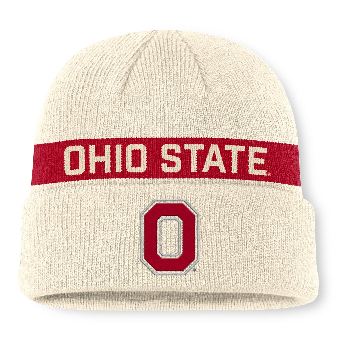 Ohio State Buckeyes Nike Peak Primetime Utility Beanie In Cream - Front View