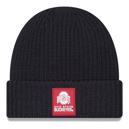 Ohio State Buckeyes College Black Beanie - Front View