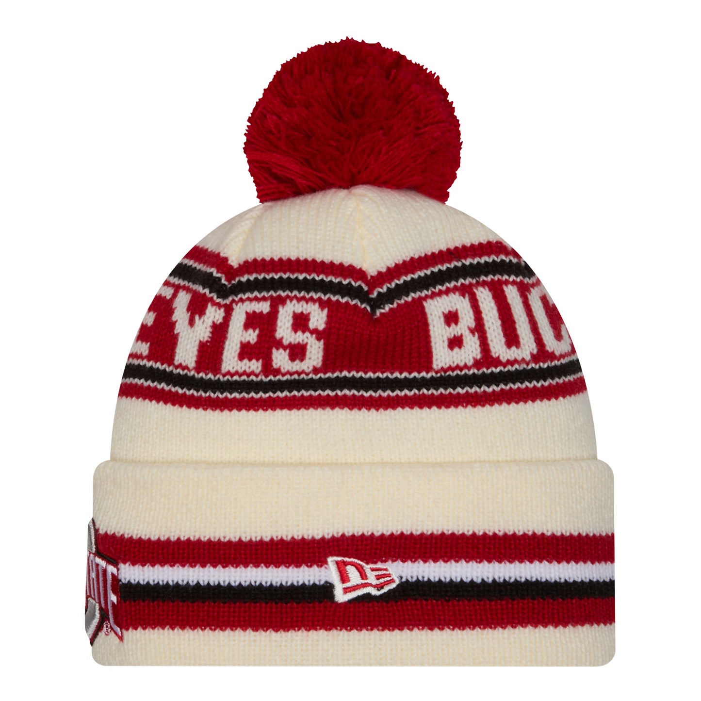 Ohio State Buckeyes New Era Classic Buckeyes Knit Pom Cream Beanie - Side View
