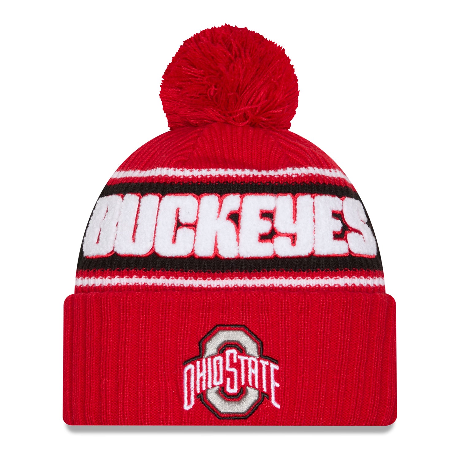 Ohio State Buckeyes New Era Classic Buckeyes Knit Pom Scarlet Beanie In Scarlet - Front View