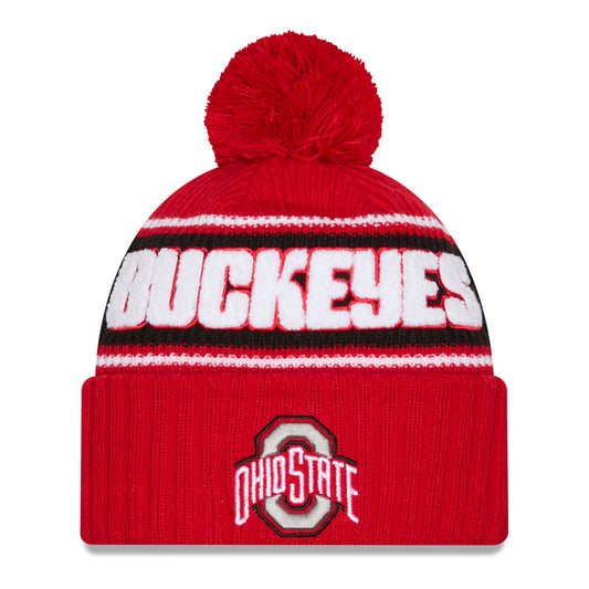 Ohio State Buckeyes New Era Classic Buckeyes Knit Pom Scarlet Beanie In Scarlet - Front View