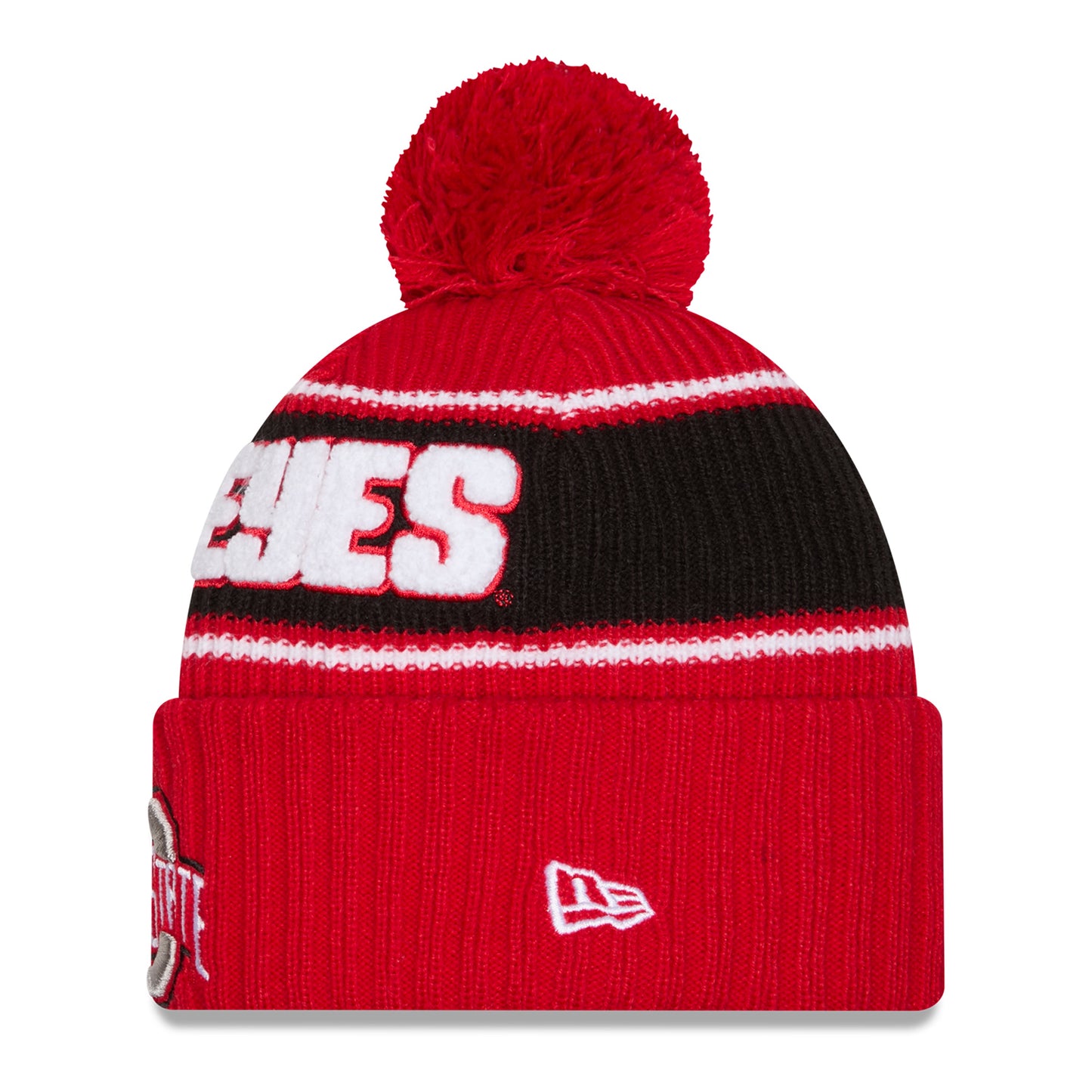 Ohio State Buckeyes New Era Classic Buckeyes Knit Pom Scarlet Beanie In Scarlet - Side View