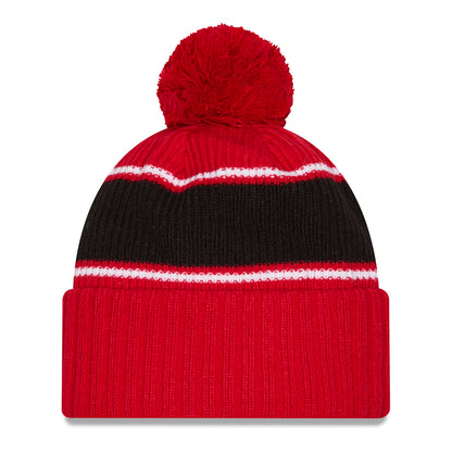 Ohio State Buckeyes New Era Classic Buckeyes Knit Pom Scarlet Beanie In Scarlet - Back View