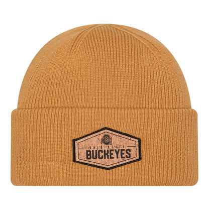 Ohio State Buckeyes New Era Classic Cork Patch Tan Beanie - Front View
