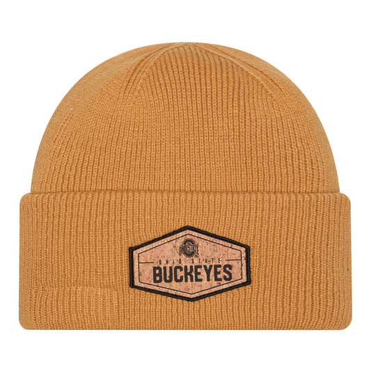 Ohio State Buckeyes New Era Classic Cork Patch Tan Beanie - Front View