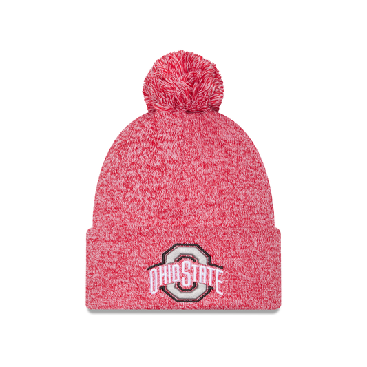 Ohio State Buckeyes New Era Marled Pom Scarlet Beanie - Front View