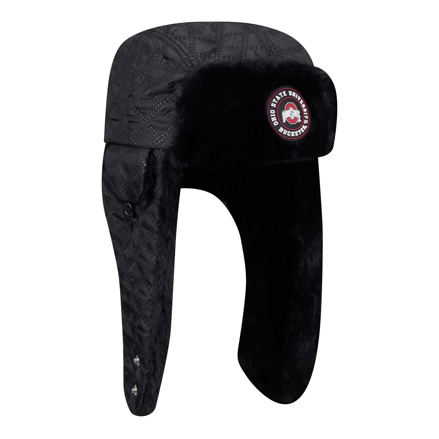 Ohio State Buckeyes New Era Quilted Trapper Hat - Angled Front Right View