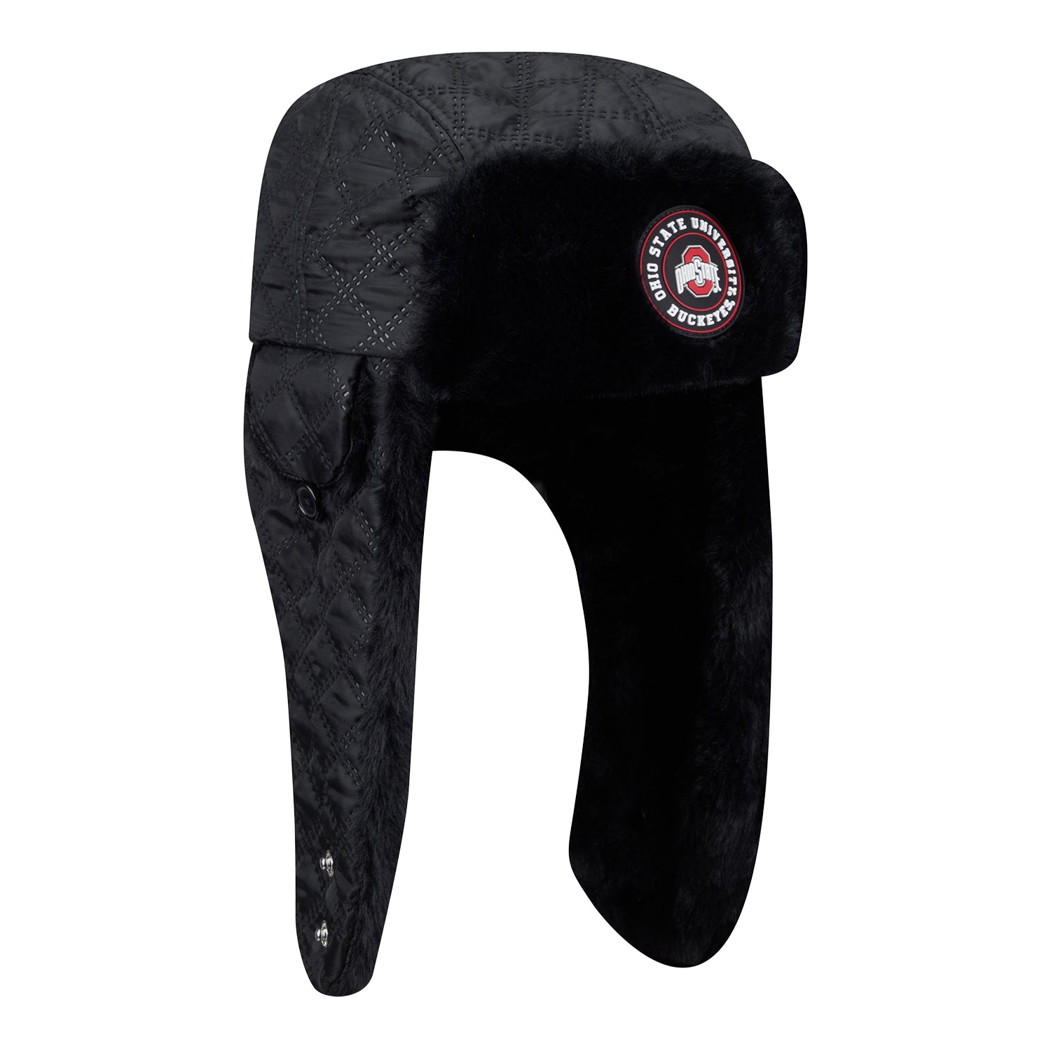 Ohio State Buckeyes New Era Quilted Trapper Hat - Angled Front Right View