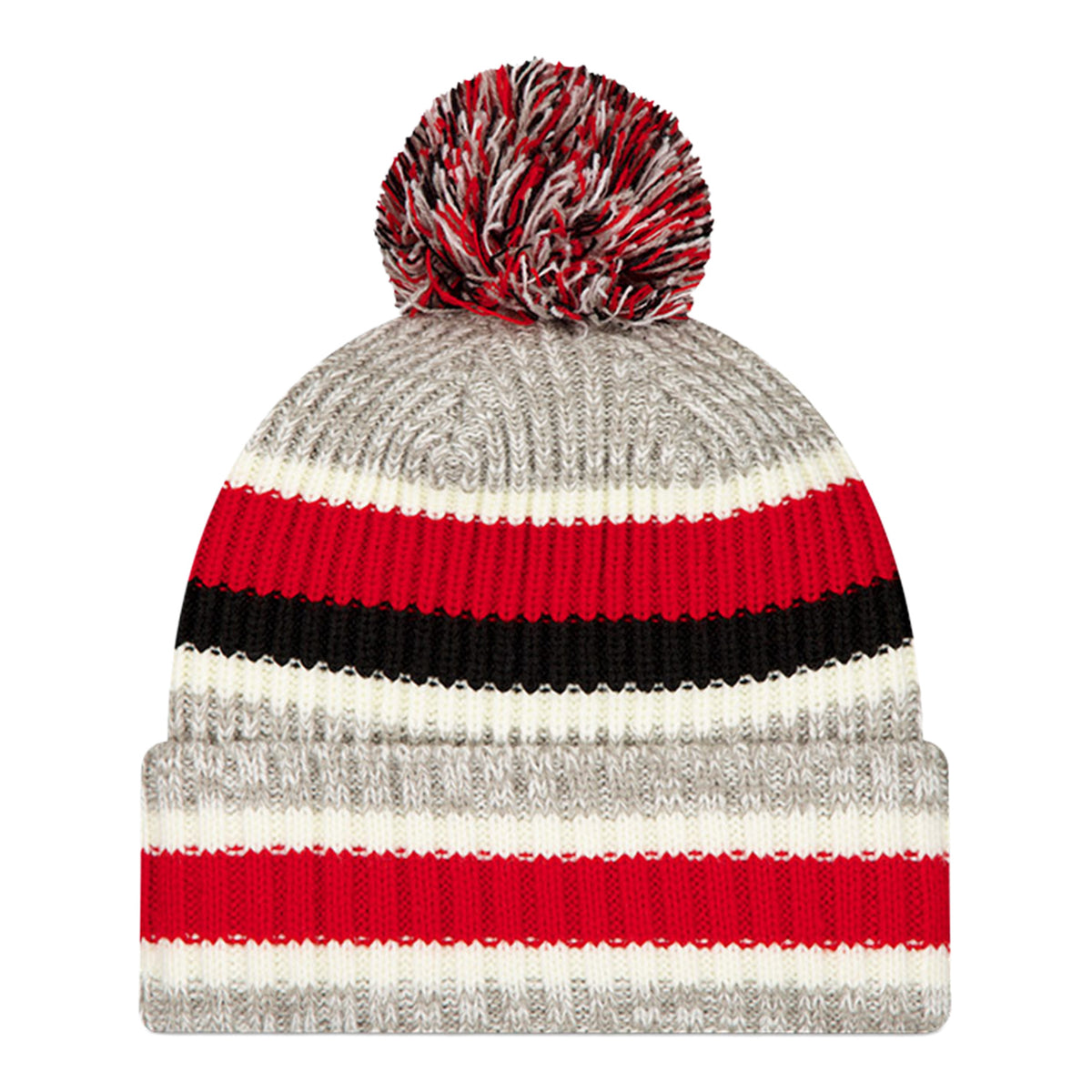 Ohio State Buckeyes New Era Tri-Striped Pom Knit