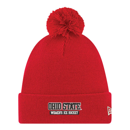 Ohio State Buckeyes New Era Women's Hockey Pom Cuff Knit - Front View