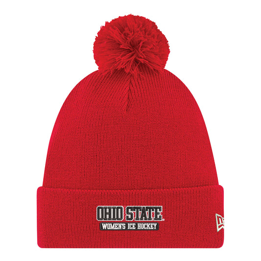 Ohio State Buckeyes New Era Women's Hockey Pom Cuff Knit - Front View