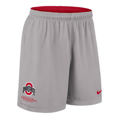 Ohio State Buckeyes Nike Knit Reversible Red/Gray Shorts - Grey Style Front View