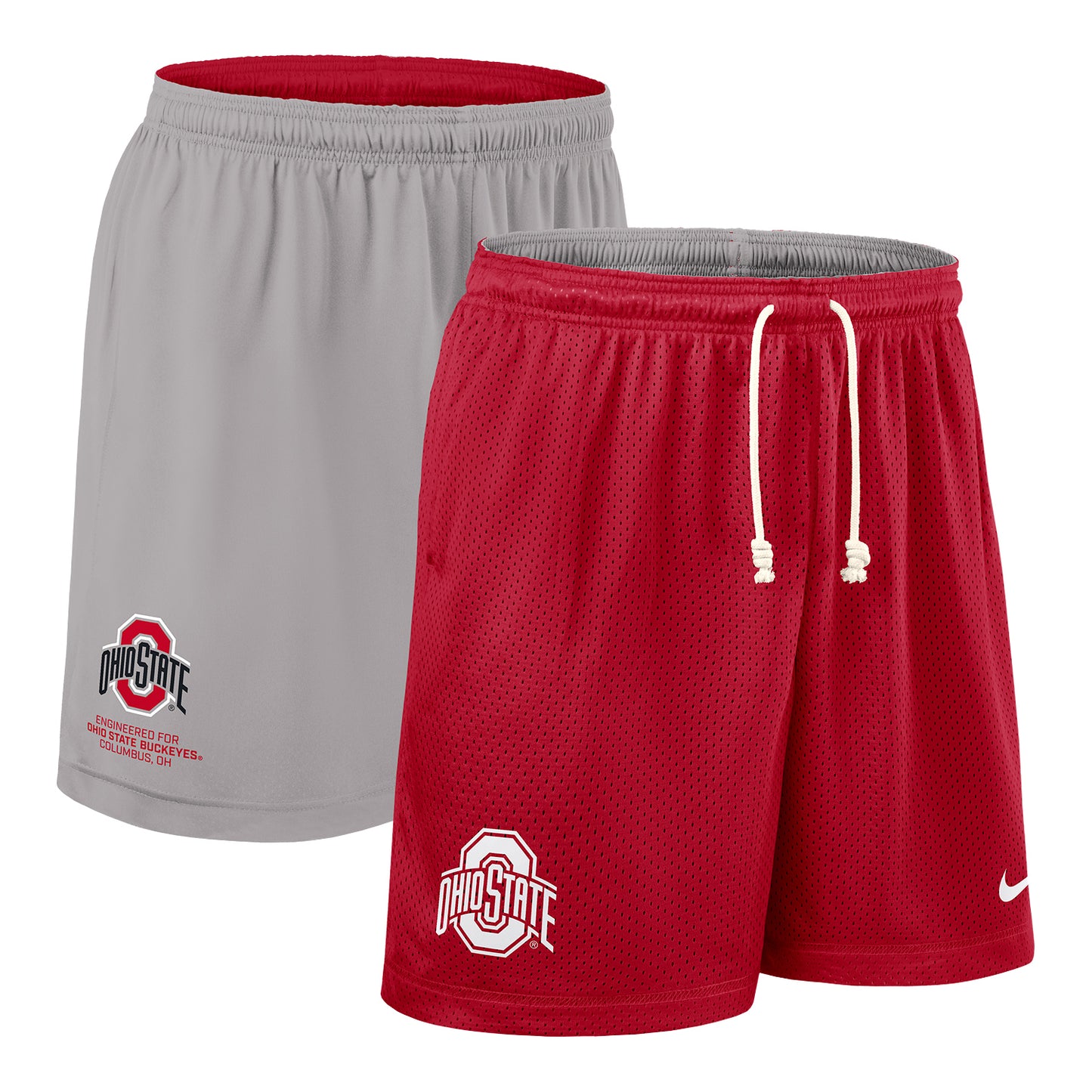 Ohio State Buckeyes Nike Knit Reversible Red/Gray Shorts - Both Styles Front View