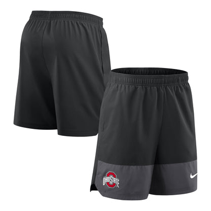 Ohio State Buckeyes Nike Woven DRI-FIT Black Shorts In Grey - Front & Back View