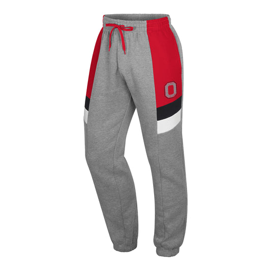 Ohio State Buckeyes Colosseum Colorblock Sweatpants In Gray - Front View