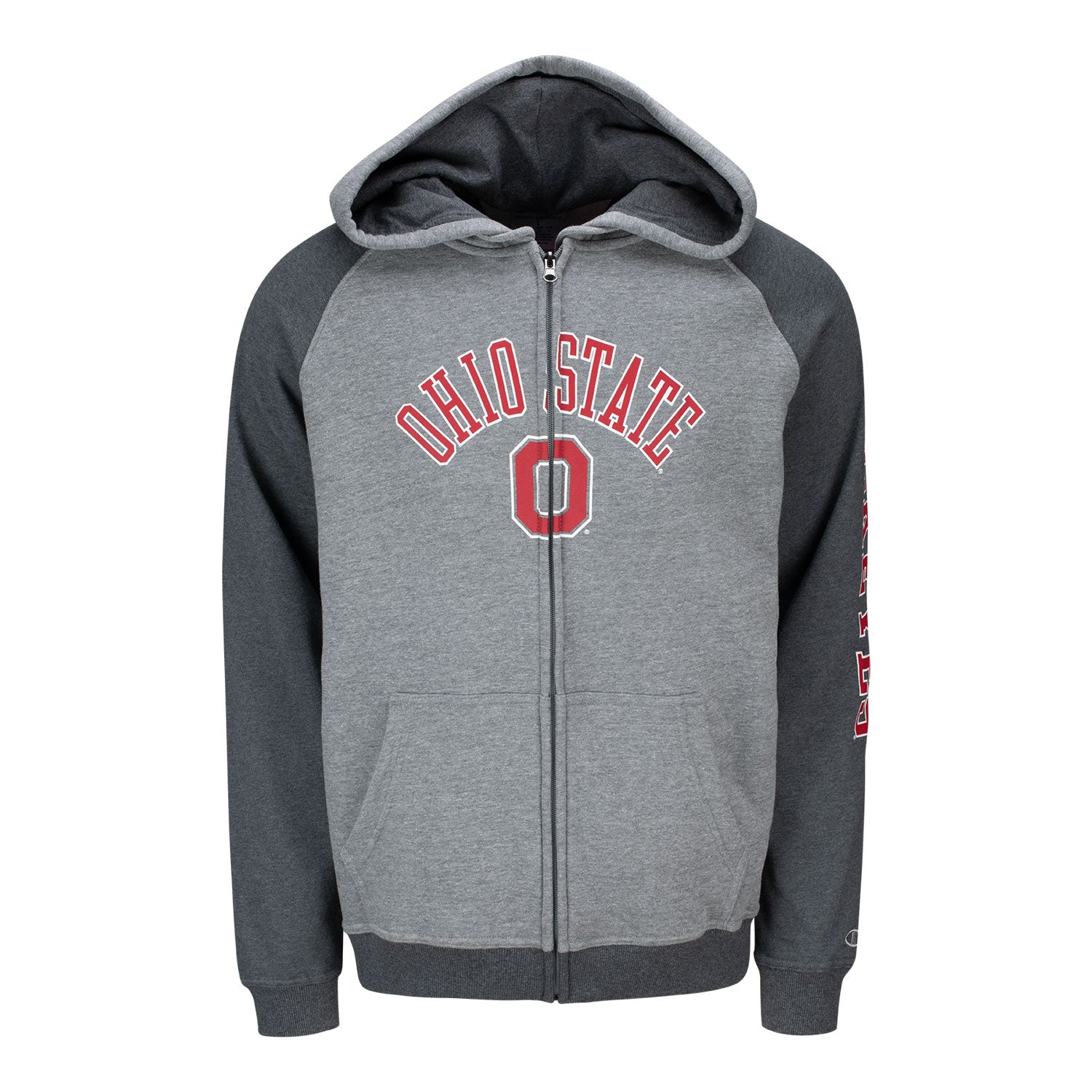 Ohio State Buckeyes Full Zip Super Fan Raglan Sweatshirt - Front View