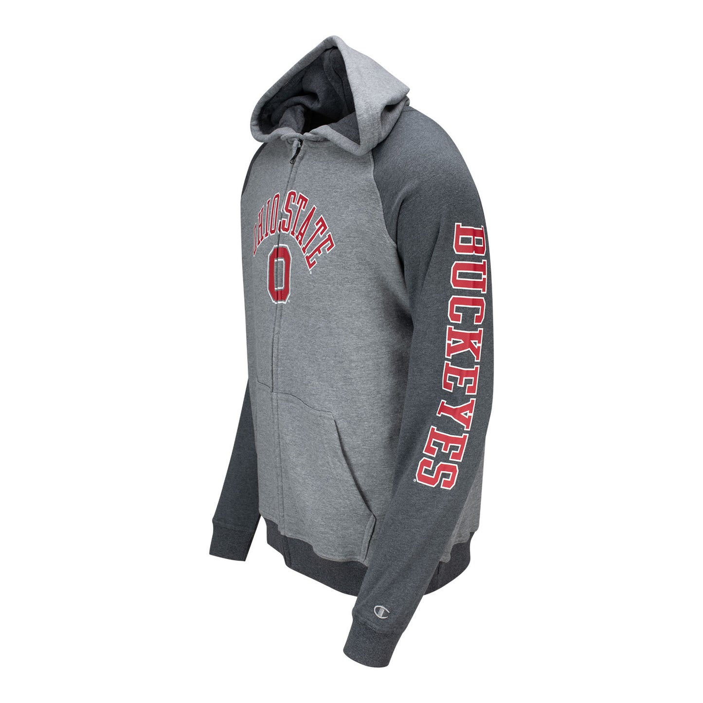 Ohio State Buckeyes Full Zip Super Fan Raglan Sweatshirt - Side View