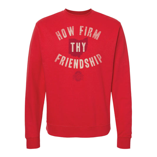 Ohio State Buckeyes How Firm Thy Friendship Crewneck - In Scarlet - Front View 