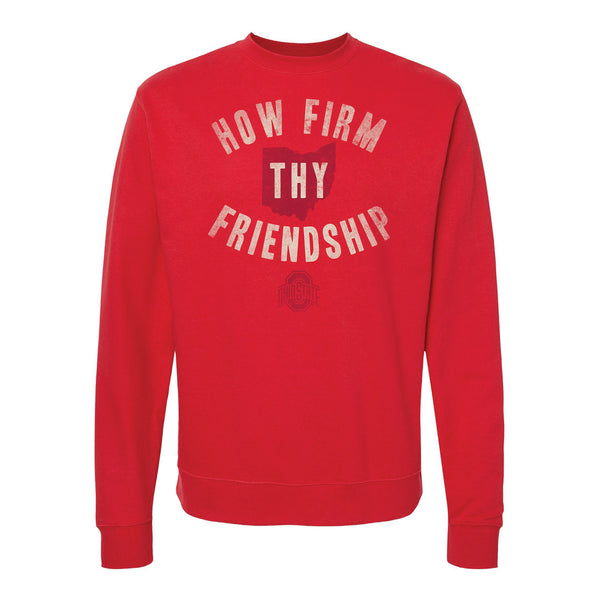Ohio State Buckeyes How Firm Thy Friendship Crewneck - In Scarlet - Front View 
