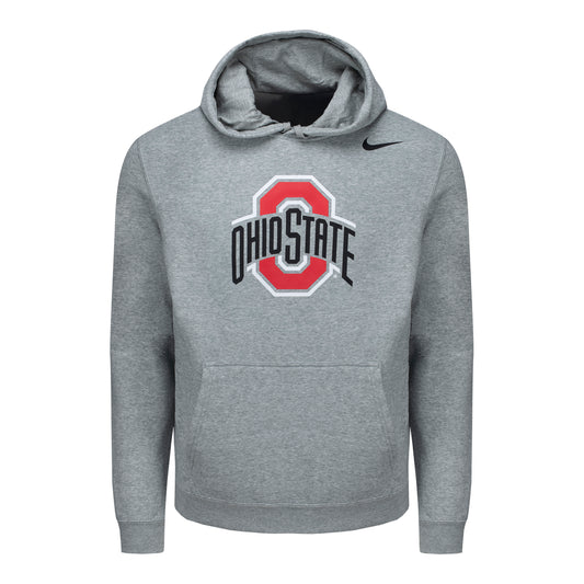 Ohio State Buckeyes Nike Primary Logo Club Fleece Gray Hoodie - Front View