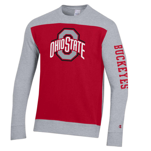 Ohio State Buckeyes Super Fan Yoke Gray Crew - In Gray - Front View