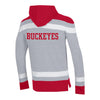 Ohio State Buckeyes Super Fan Big Stripe Hockey Gray Hood - In Gray - Back View