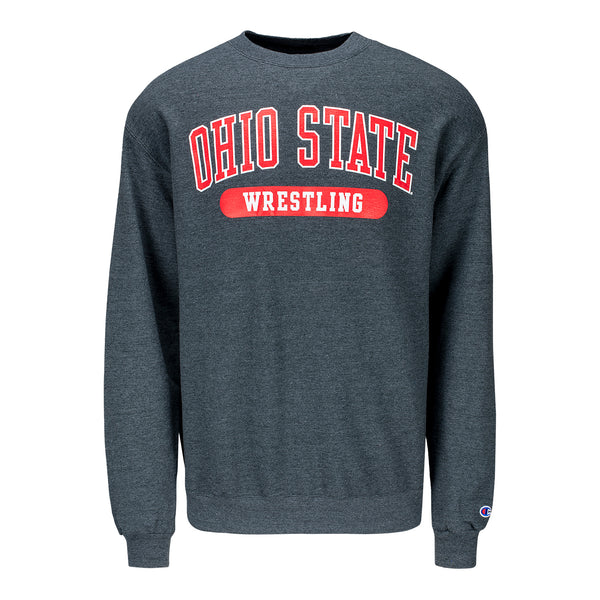 Ohio State Buckeyes Champion Wrestling Gray Crew Neck Sweatshirt - In Gray - Front View