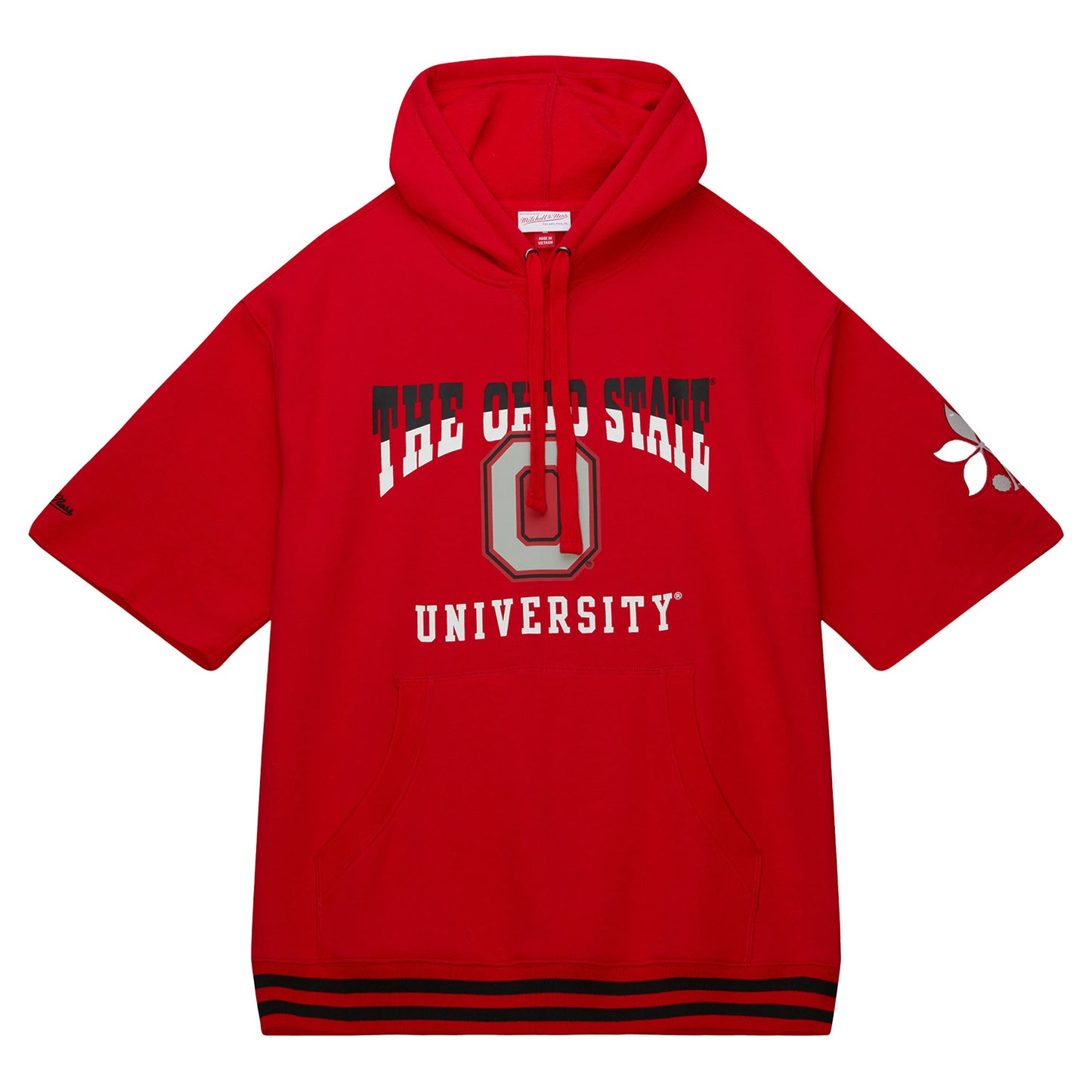 Ohio State Buckeyes Pre Game Fleece Short Sleeve Scarlet Hood - In Scarlet - Front View