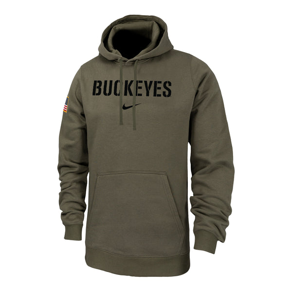 Ohio State Buckeyes Nike Military Club Fleece Olive Hood - Front View