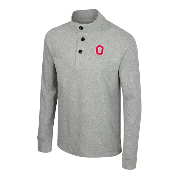 Ohio State Buckeyes Power Shortage 3 Button Gray Sweater - In Gray - Front View